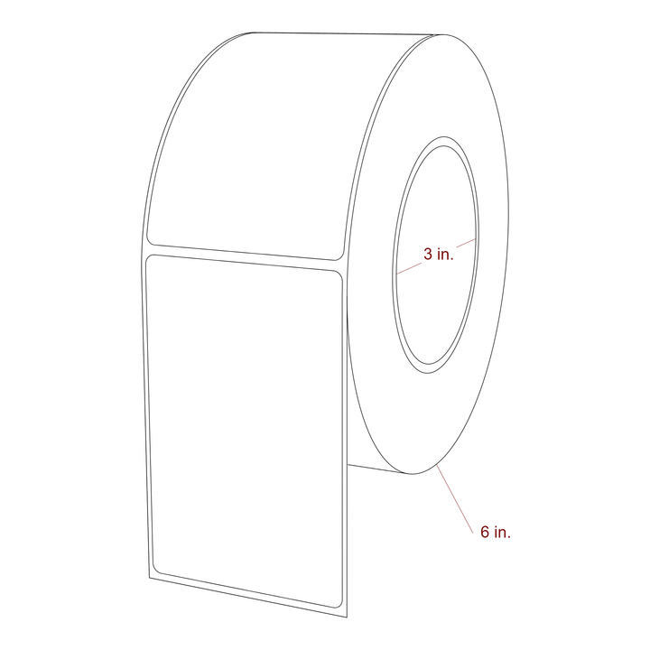 2.75 Inch x 4.25 Inch Rectangle Inkjet Label Roll - 3 Inch Core - 6 Inch Roll OD - 3D Perspective