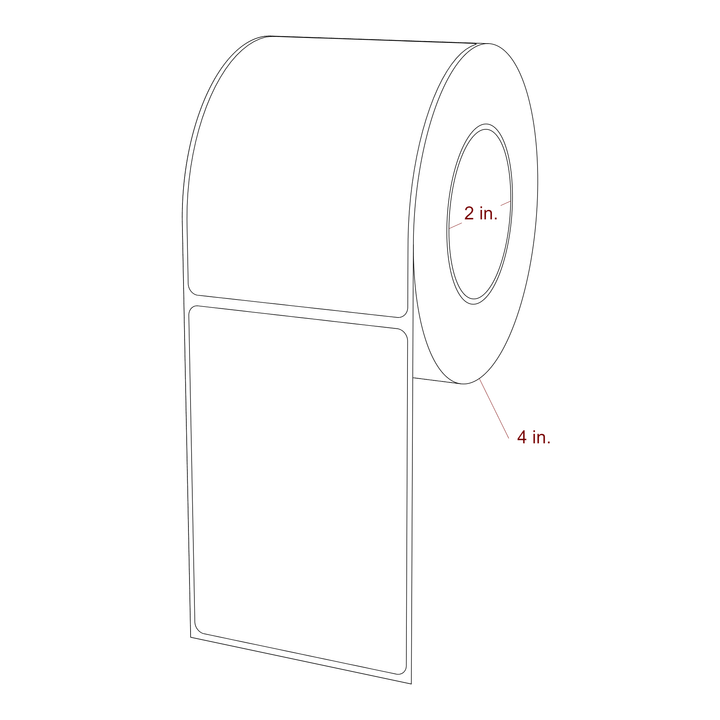 2.75 Inch x 4 Inch Rectangle Inkjet Label Roll - 2 Inch Core - 4 Inch Roll OD - 3D Perspective