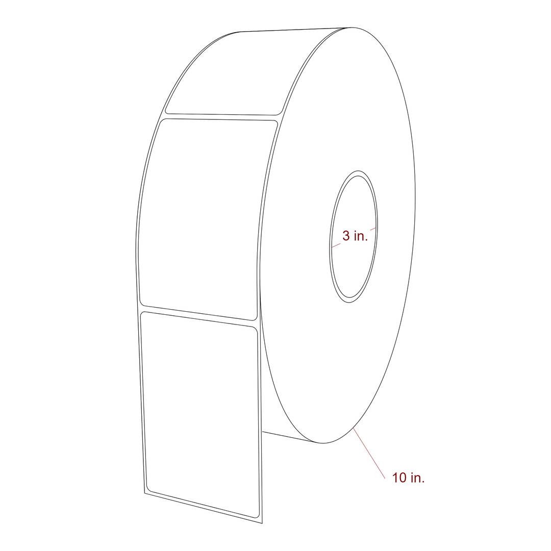 2.75 Inch x 4 Inch Rectangle Inkjet Label Roll - 3 Inch Core - 10 Inch Roll OD - 3D Perspective