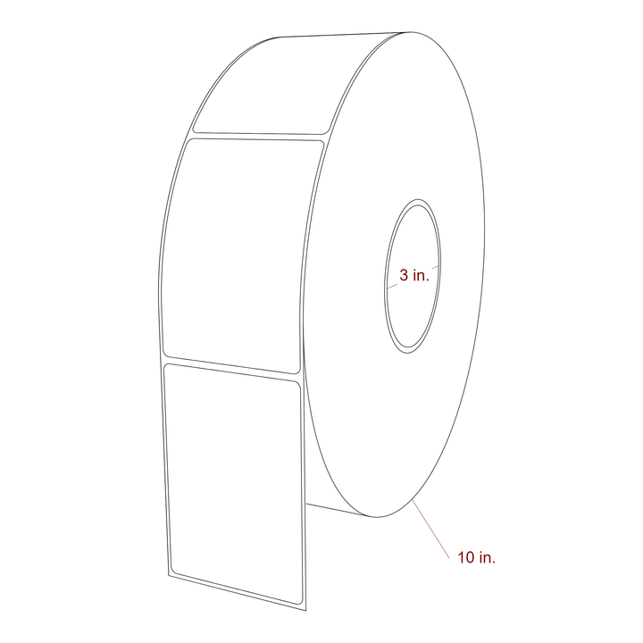2.75 Inch x 4 Inch Rectangle Inkjet Label Roll - 3 Inch Core - 10 Inch Roll OD - 3D Perspective