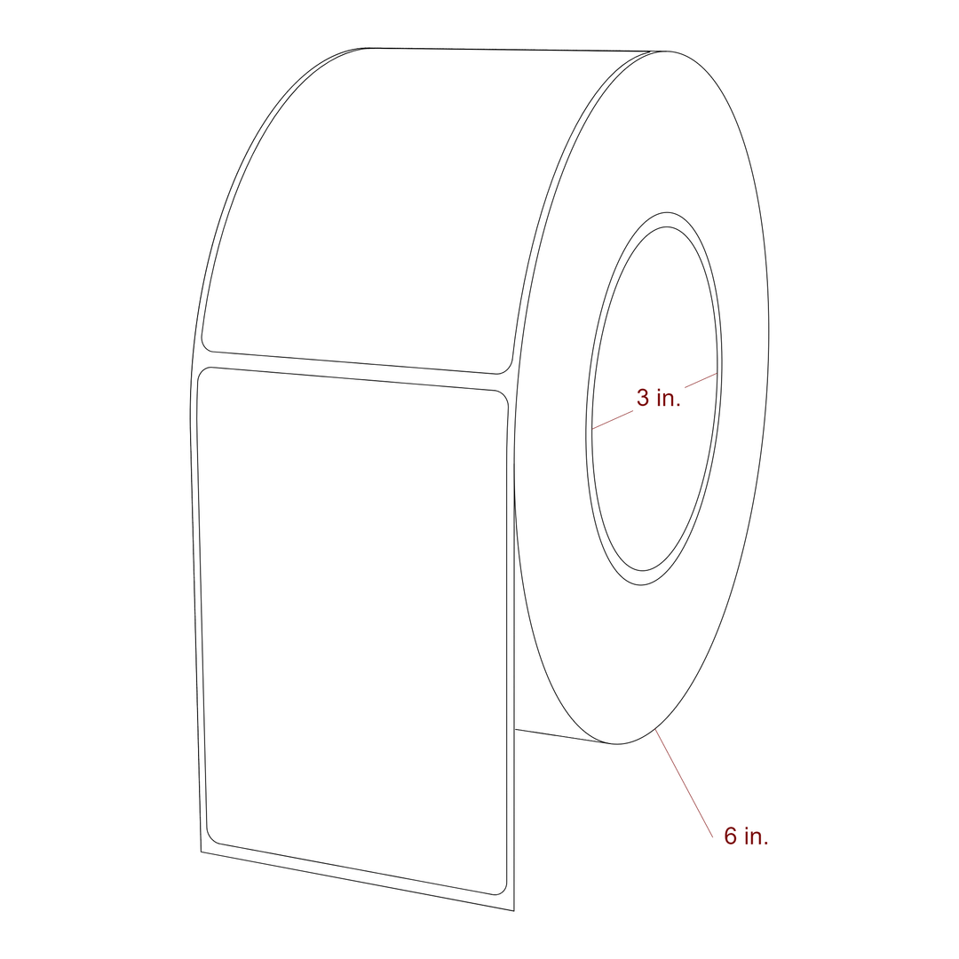 2.75 Inch x 4 Inch Rectangle Inkjet Label Roll - 3 Inch Core - 6 Inch Roll OD - 3D Perspective
