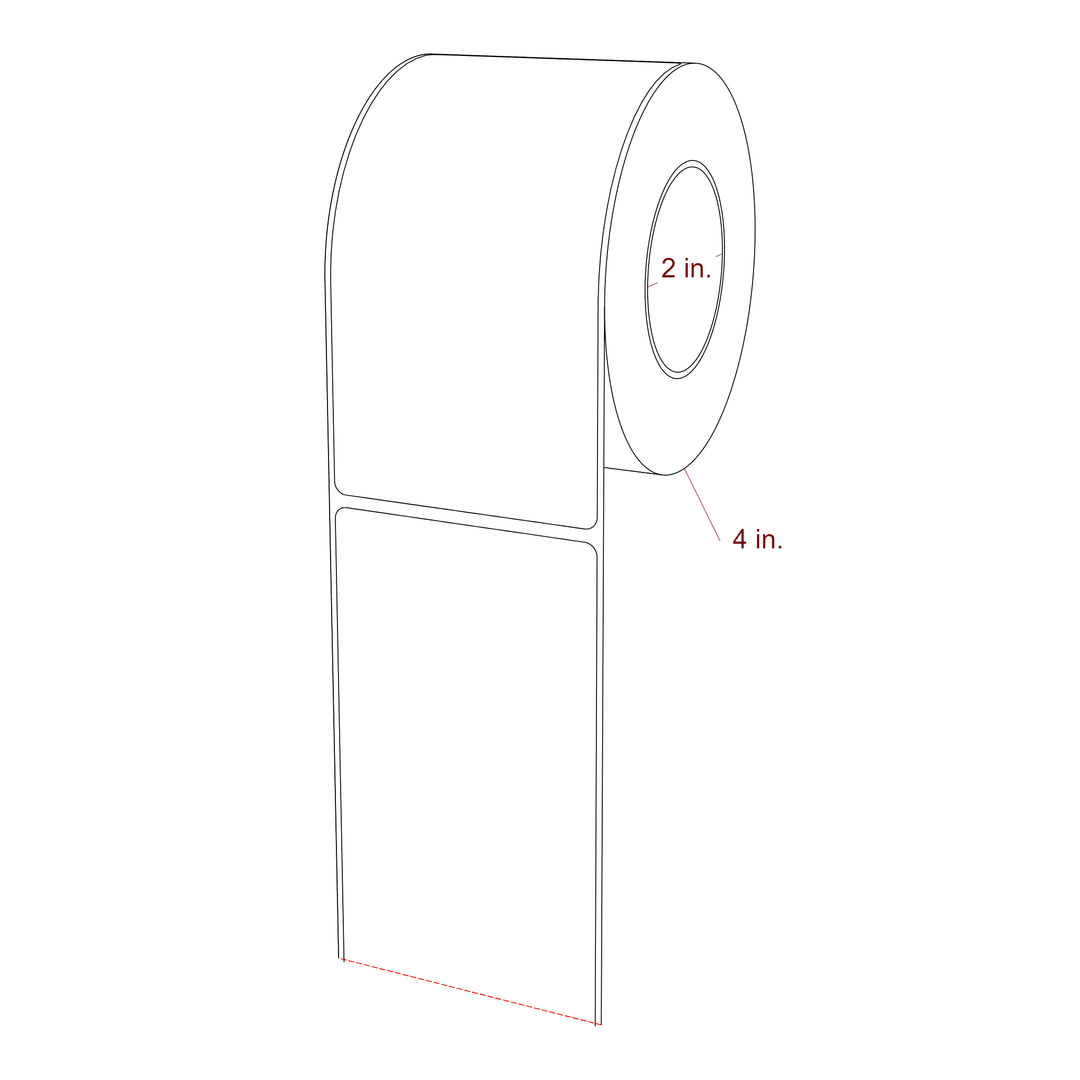 2.75 Inch x 5.25 Inch Rectangle Inkjet Label Roll - 2 Inch Core - 4 Inch Roll OD - 3D Perspective