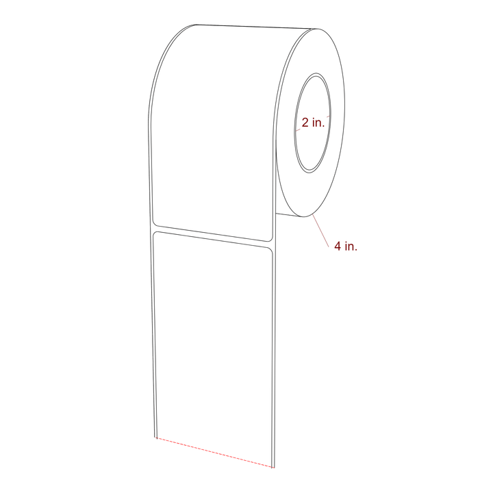 2.75 Inch x 5.25 Inch Rectangle Inkjet Label Roll - 2 Inch Core - 4 Inch Roll OD - 3D Perspective
