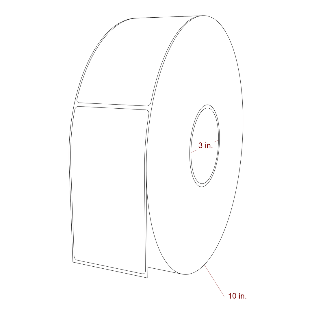 2.75 Inch x 5.25 Inch Rectangle Inkjet Label Roll - 3 Inch Core - 10 Inch Roll OD - 3D Perspective