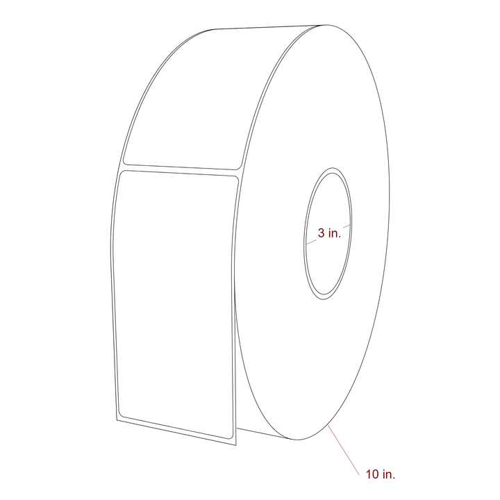 2.75 Inch x 5.25 Inch Rectangle Inkjet Label Roll - 3 Inch Core - 10 Inch Roll OD - 3D Perspective
