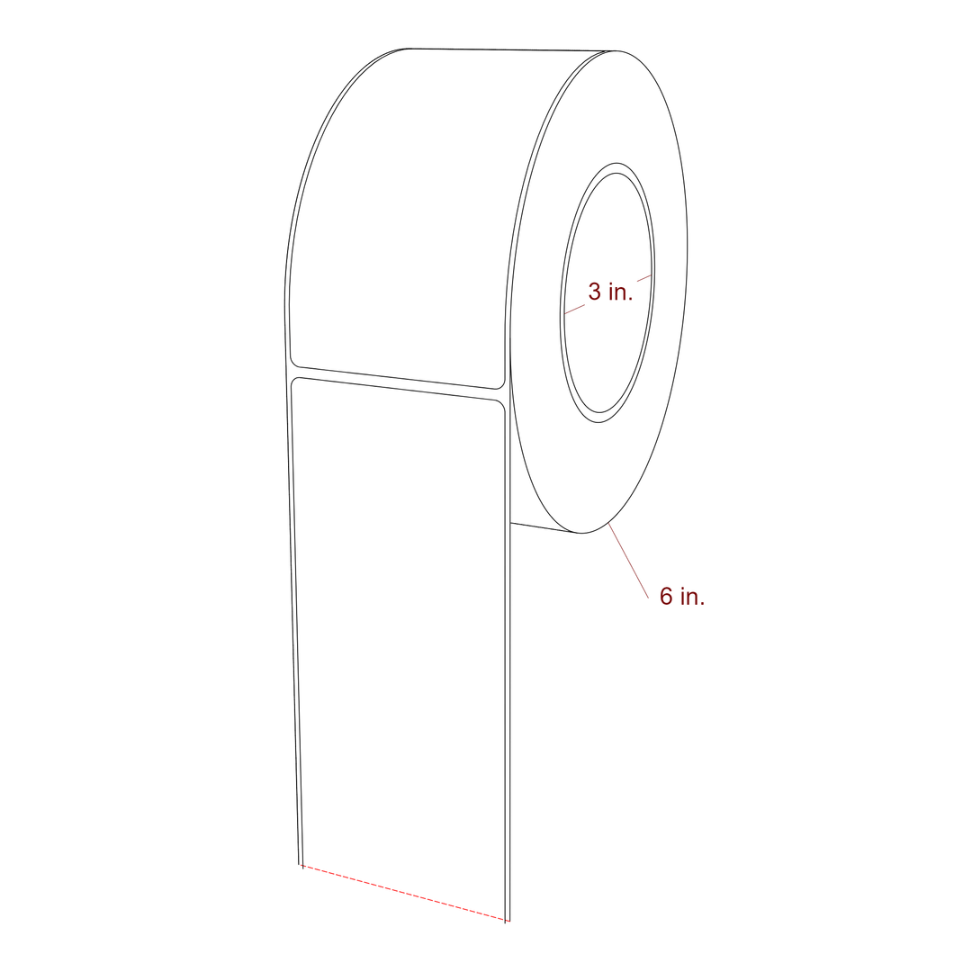 2.75 Inch x 5.25 Inch Rectangle Inkjet Label Roll - 3 Inch Core - 6 Inch Roll OD - 3D Perspective