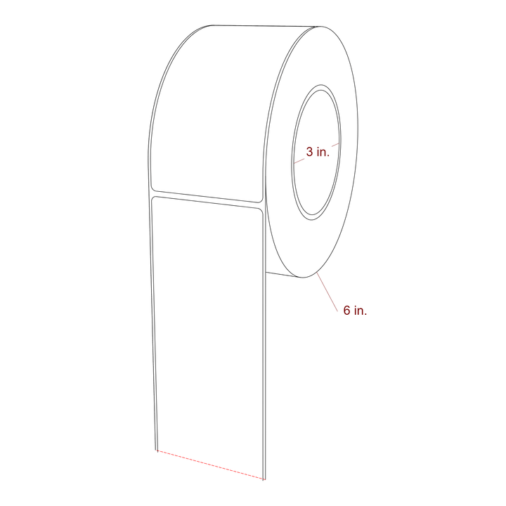 2.75 Inch x 5.25 Inch Rectangle Inkjet Label Roll - 3 Inch Core - 6 Inch Roll OD - 3D Perspective