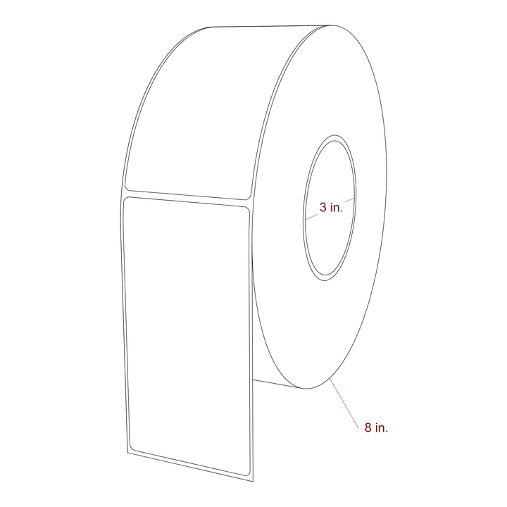 2.75 Inch x 5.25 Inch Rectangle Inkjet Label Roll - 3 Inch Core - 8 Inch Roll OD - 3D Perspective