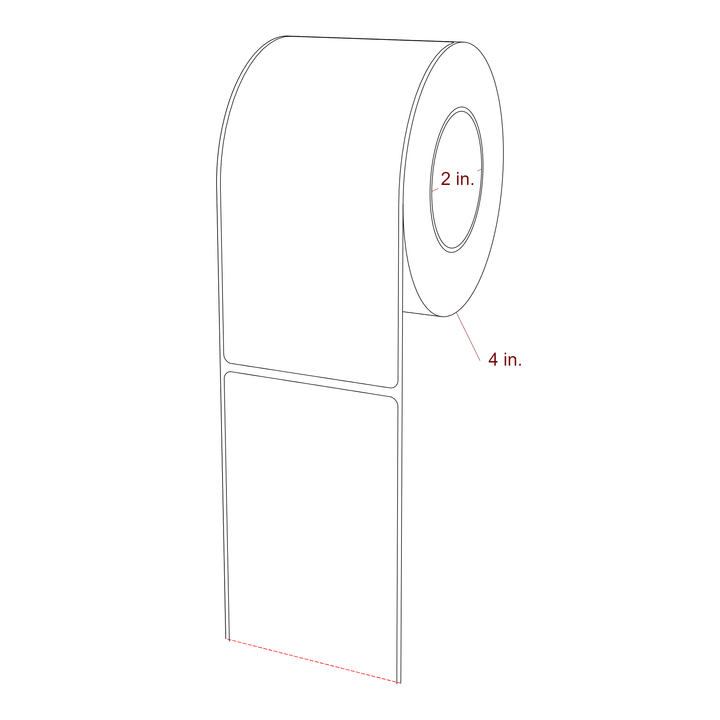 2.75 Inch x 5.75 Inch Rectangle Inkjet Label Roll - 2 Inch Core - 4 Inch Roll OD - 3D Perspective