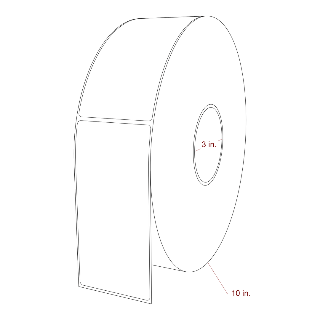 2.75 Inch x 5.75 Inch Rectangle Inkjet Label Roll - 3 Inch Core - 10 Inch Roll OD - 3D Perspective