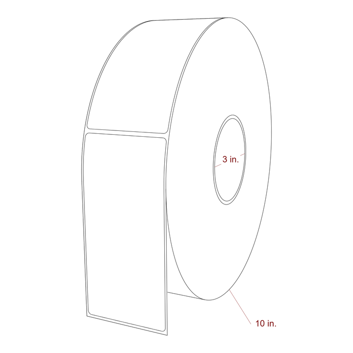 2.75 Inch x 5.75 Inch Rectangle Inkjet Label Roll - 3 Inch Core - 10 Inch Roll OD - 3D Perspective