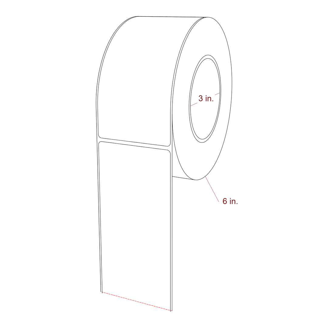 2.75 Inch x 5.75 Inch Rectangle Inkjet Label Roll - 3 Inch Core - 6 Inch Roll OD - 3D Perspective
