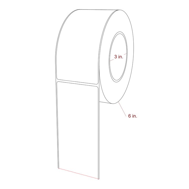 2.75 Inch x 5.75 Inch Rectangle Inkjet Label Roll - 3 Inch Core - 6 Inch Roll OD - 3D Perspective