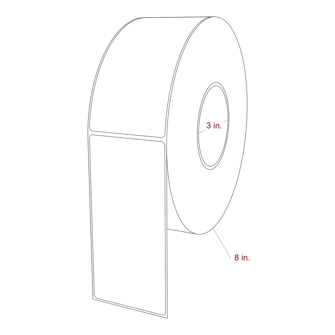 2.75 Inch x 5.75 Inch Rectangle Inkjet Label Roll - 3 Inch Core - 8 Inch Roll OD - 3D Perspective