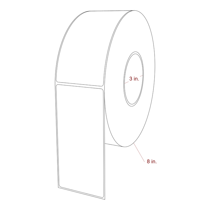 2.75 Inch x 5.75 Inch Rectangle Inkjet Label Roll - 3 Inch Core - 8 Inch Roll OD - 3D Perspective