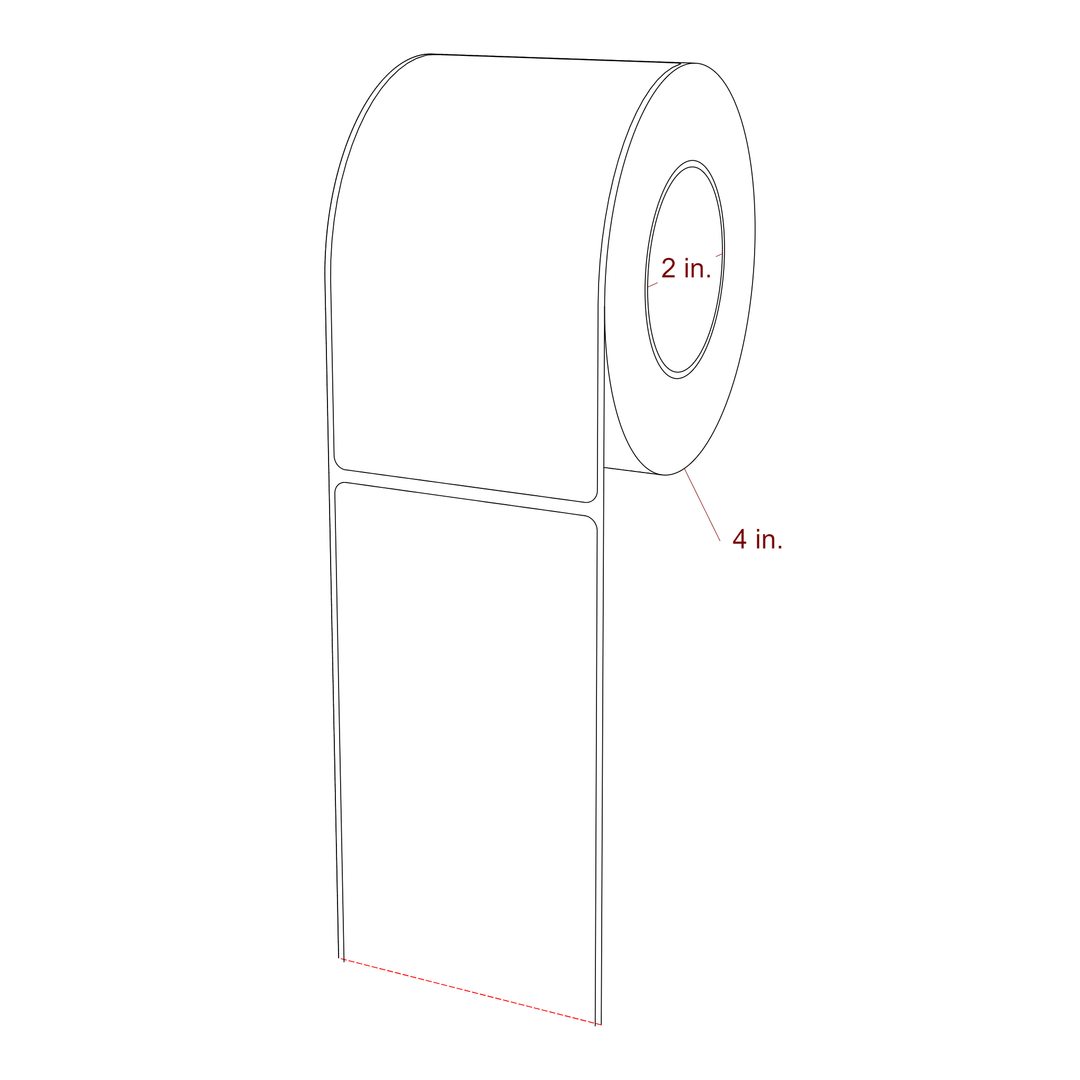 2.75 Inch x 5 Inch Rectangle Inkjet Label Roll - 2 Inch Core - 4 Inch Roll OD - 3D Perspective