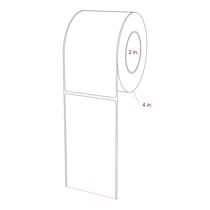 2.75 Inch x 5 Inch Rectangle Inkjet Label Roll - 2 Inch Core - 4 Inch Roll OD - 3D Perspective