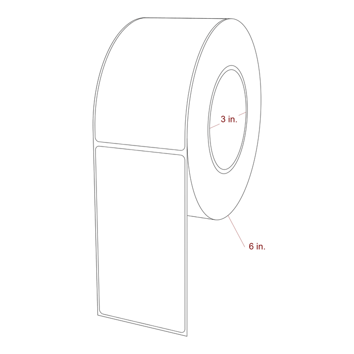 2.75 Inch x 5 Inch Rectangle Inkjet Label Roll - 3 Inch Core - 6 Inch Roll OD - 3D Perspective