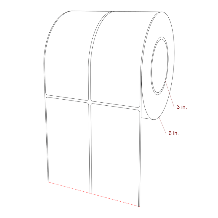 2.75 Inch x 6.25 Inch Rectangle Inkjet Label Roll - 3 Inch Core - 6 Inch Roll OD - 2Up - 3D Perspective