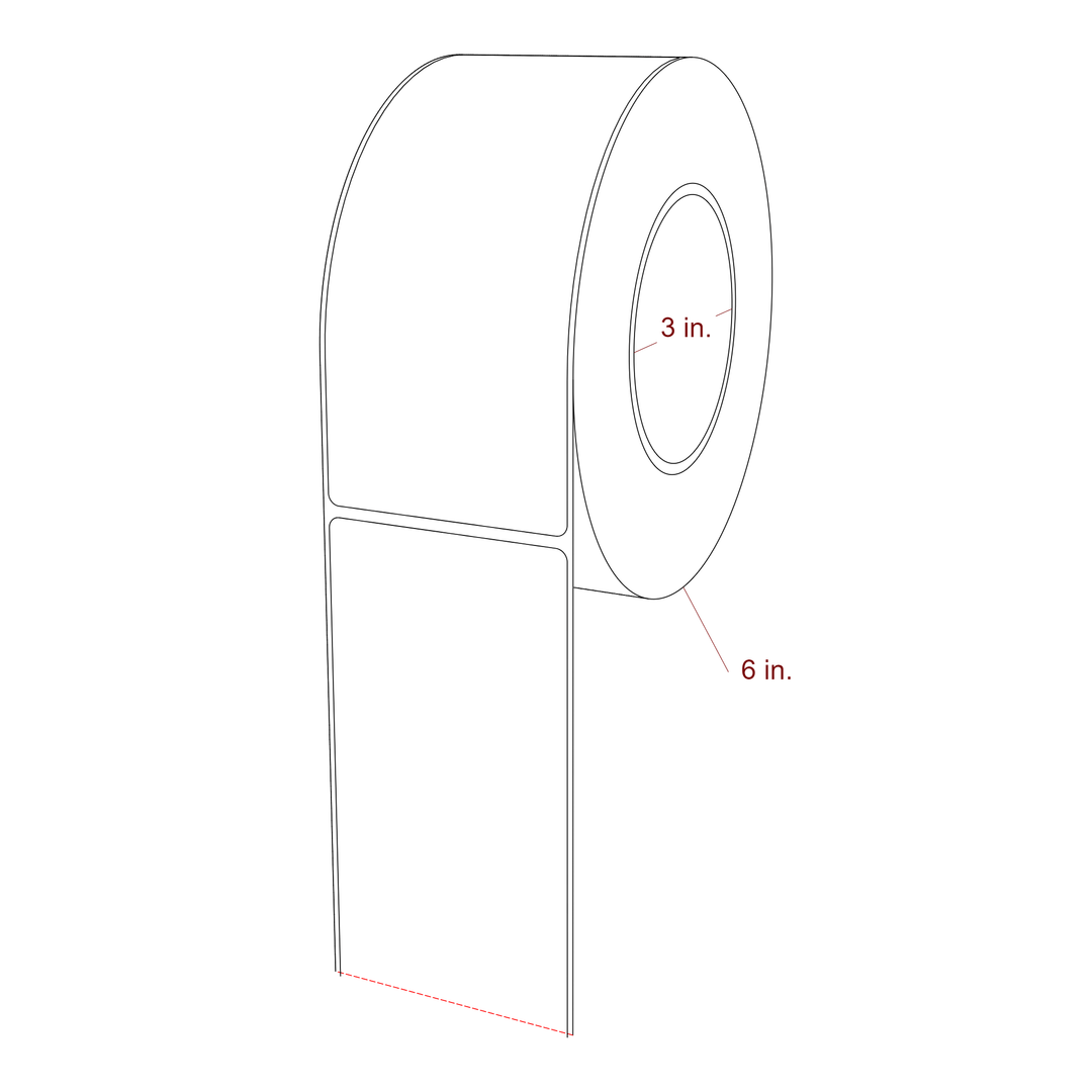 2.75 Inch x 6.25 Inch Rectangle Inkjet Label Roll - 3 Inch Core - 6 Inch Roll OD - 3D Perspective