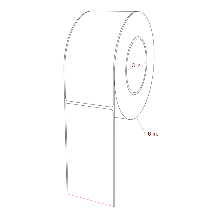 2.75 Inch x 6.25 Inch Rectangle Inkjet Label Roll - 3 Inch Core - 6 Inch Roll OD - 3D Perspective