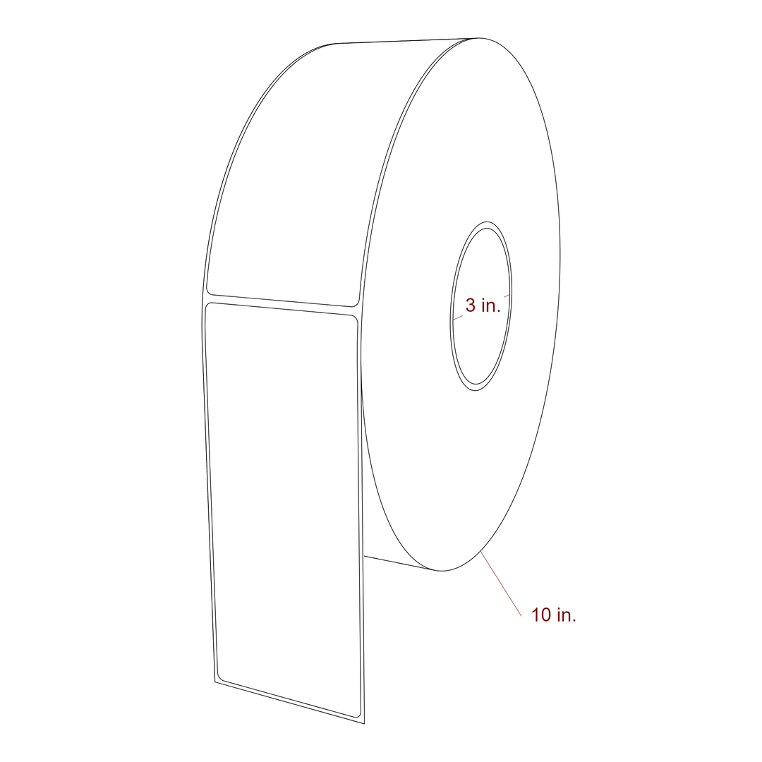 2.75 Inch x 6.5 Inch Rectangle Inkjet Label Roll - 3 Inch Core - 10 Inch Roll OD - 3D Perspective