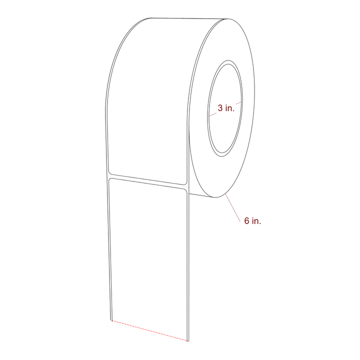 2.75 Inch x 6.5 Inch Rectangle Inkjet Label Roll - 3 Inch Core - 6 Inch Roll OD - 3D Perspective