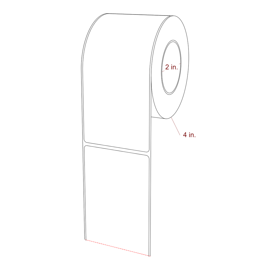 2.75 Inch x 6 Inch Rectangle Inkjet Label Roll - 2 Inch Core - 4 Inch Roll OD - 3D Perspective