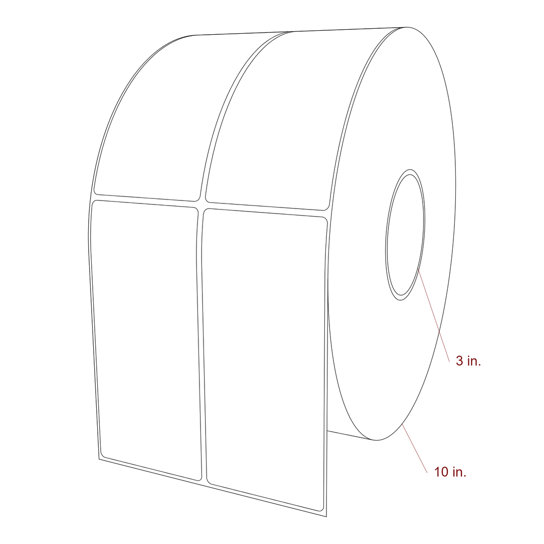 2.75 Inch x 6 Inch Rectangle Inkjet Label Roll - 3 Inch Core - 10 Inch Roll OD - 2Up - 3D Perspective