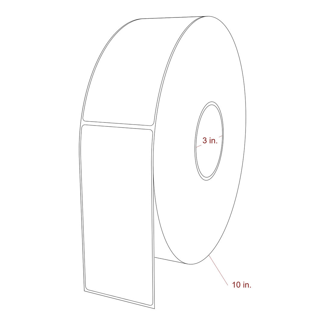 2.75 Inch x 6 Inch Rectangle Inkjet Label Roll - 3 Inch Core - 10 Inch Roll OD - 3D Perspective