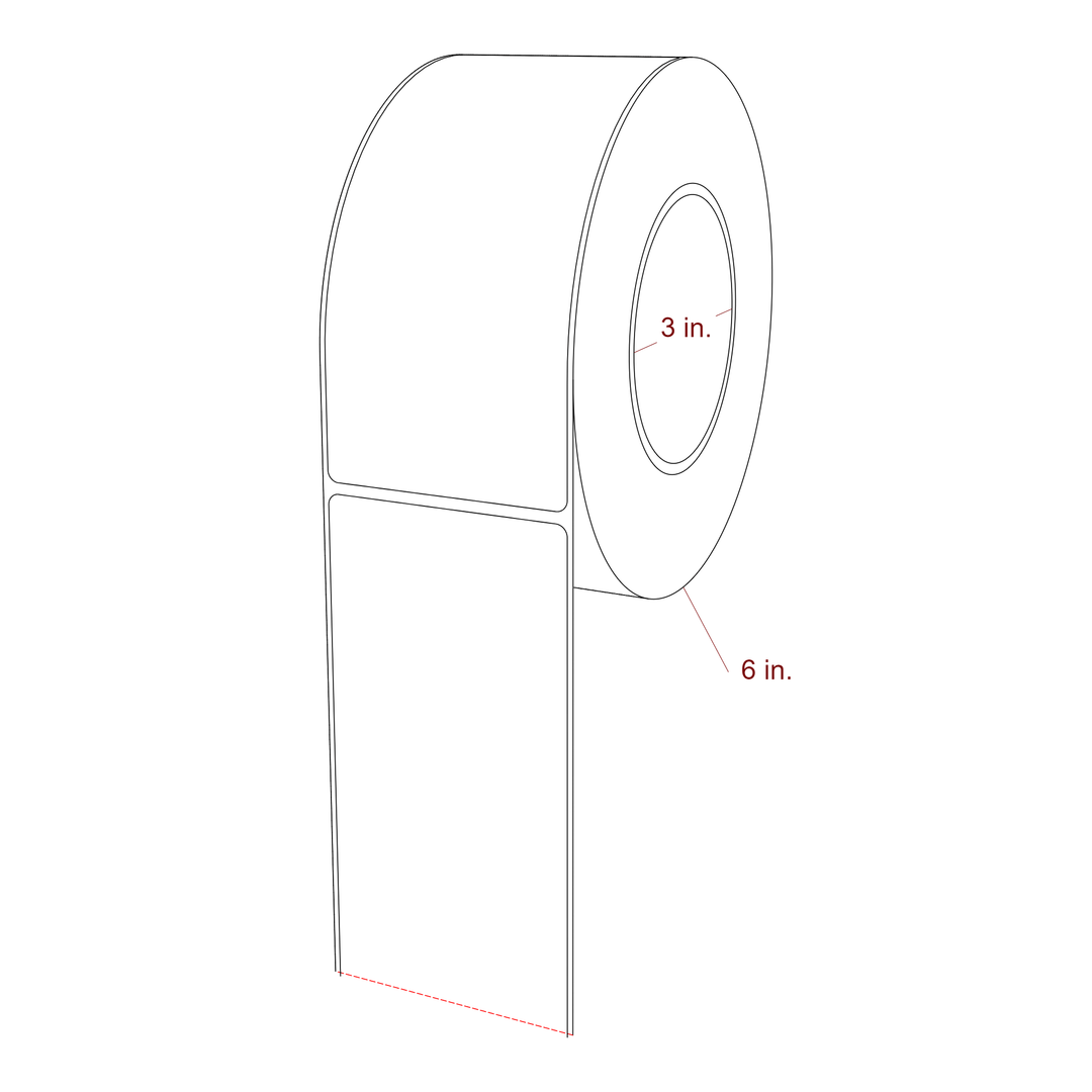 2.75 Inch x 6 Inch Rectangle Inkjet Label Roll - 3 Inch Core - 6 Inch Roll OD - 3D Perspective