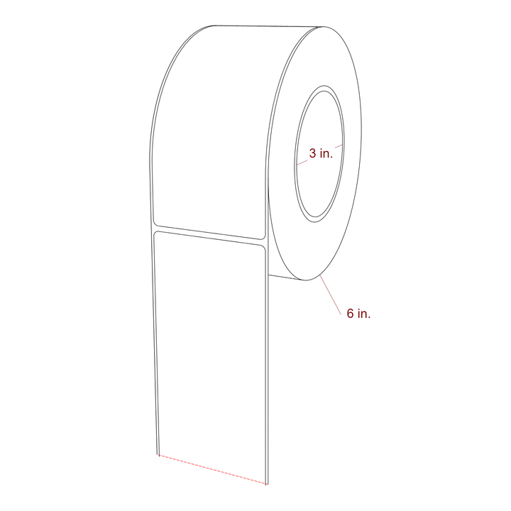 2.75 Inch x 6 Inch Rectangle Inkjet Label Roll - 3 Inch Core - 6 Inch Roll OD - 3D Perspective