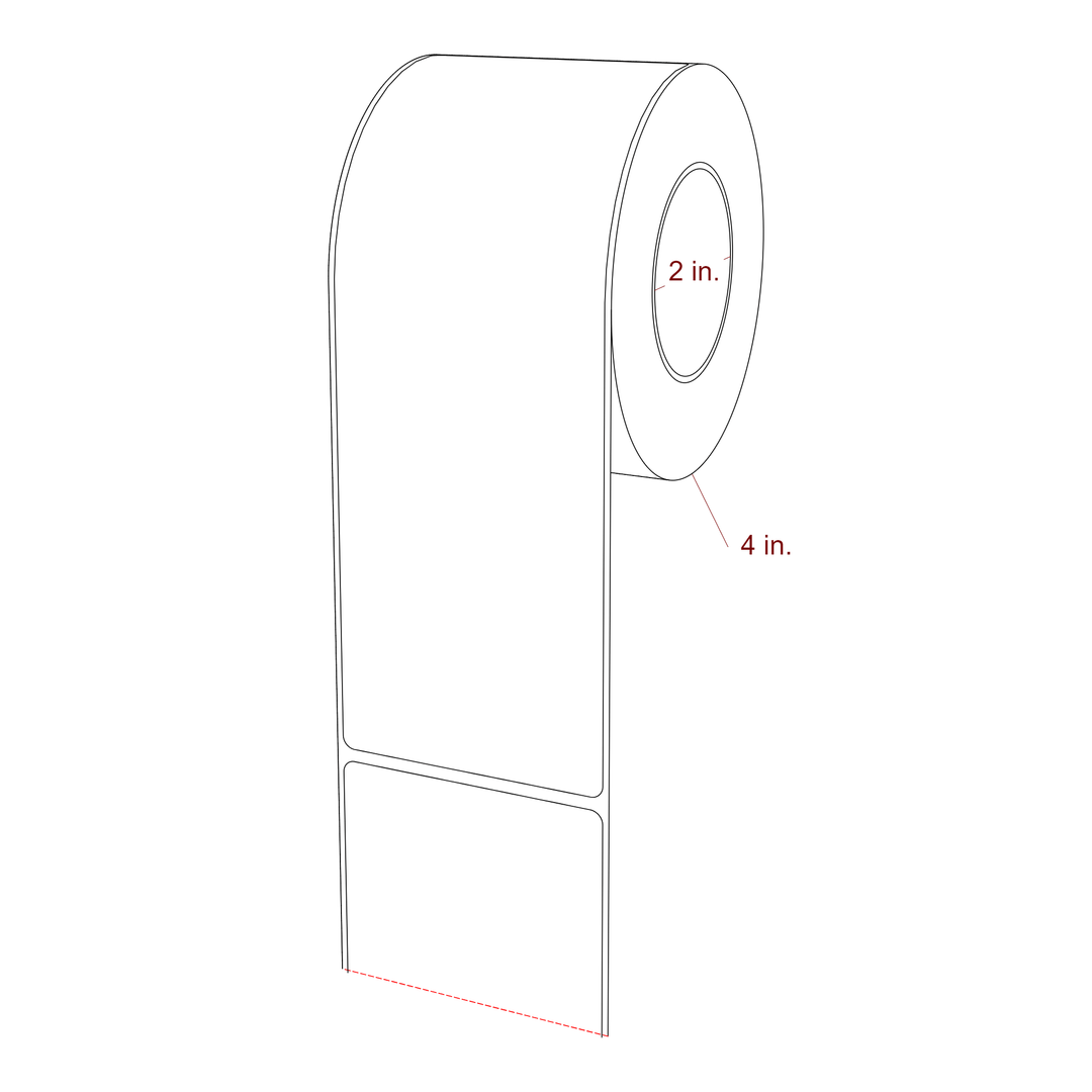 2.75 Inch x 7.75 Inch Rectangle Inkjet Label Roll - 2 Inch Core - 4 Inch Roll OD - 3D Perspective