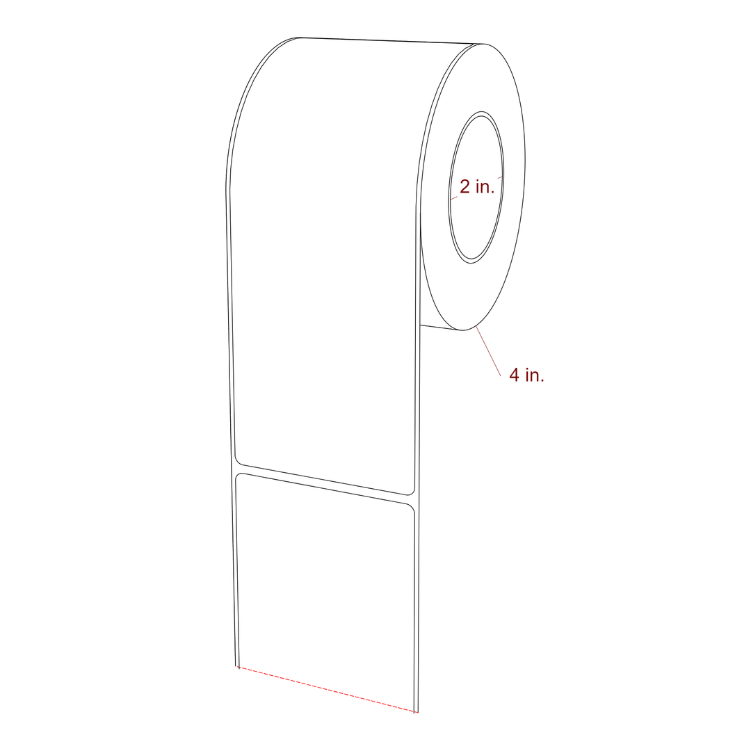 2.75 Inch x 7 Inch Rectangle Inkjet Label Roll - 2 Inch Core - 4 Inch Roll OD - 3D Perspective