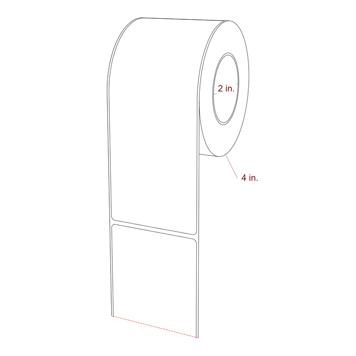 2.75 Inch x 7 Inch Rectangle Inkjet Label Roll - 2 Inch Core - 4 Inch Roll OD - 3D Perspective