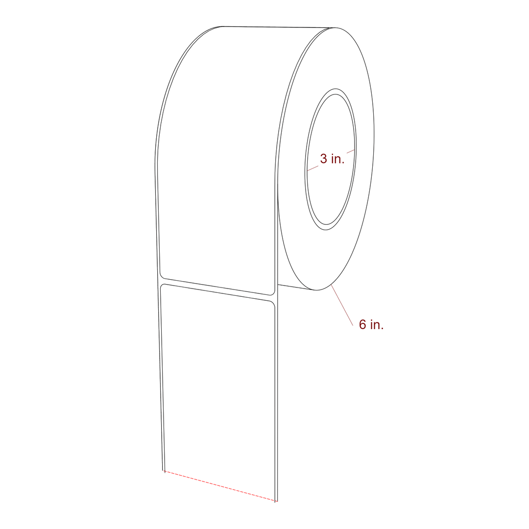 2.75 Inch x 7 Inch Rectangle Inkjet Label Roll - 3 Inch Core - 6 Inch Roll OD - 3D Perspective