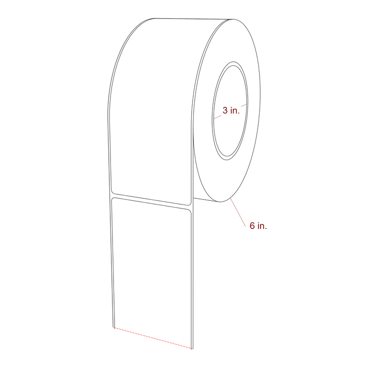 2.75 Inch x 7 Inch Rectangle Inkjet Label Roll - 3 Inch Core - 6 Inch Roll OD - 3D Perspective