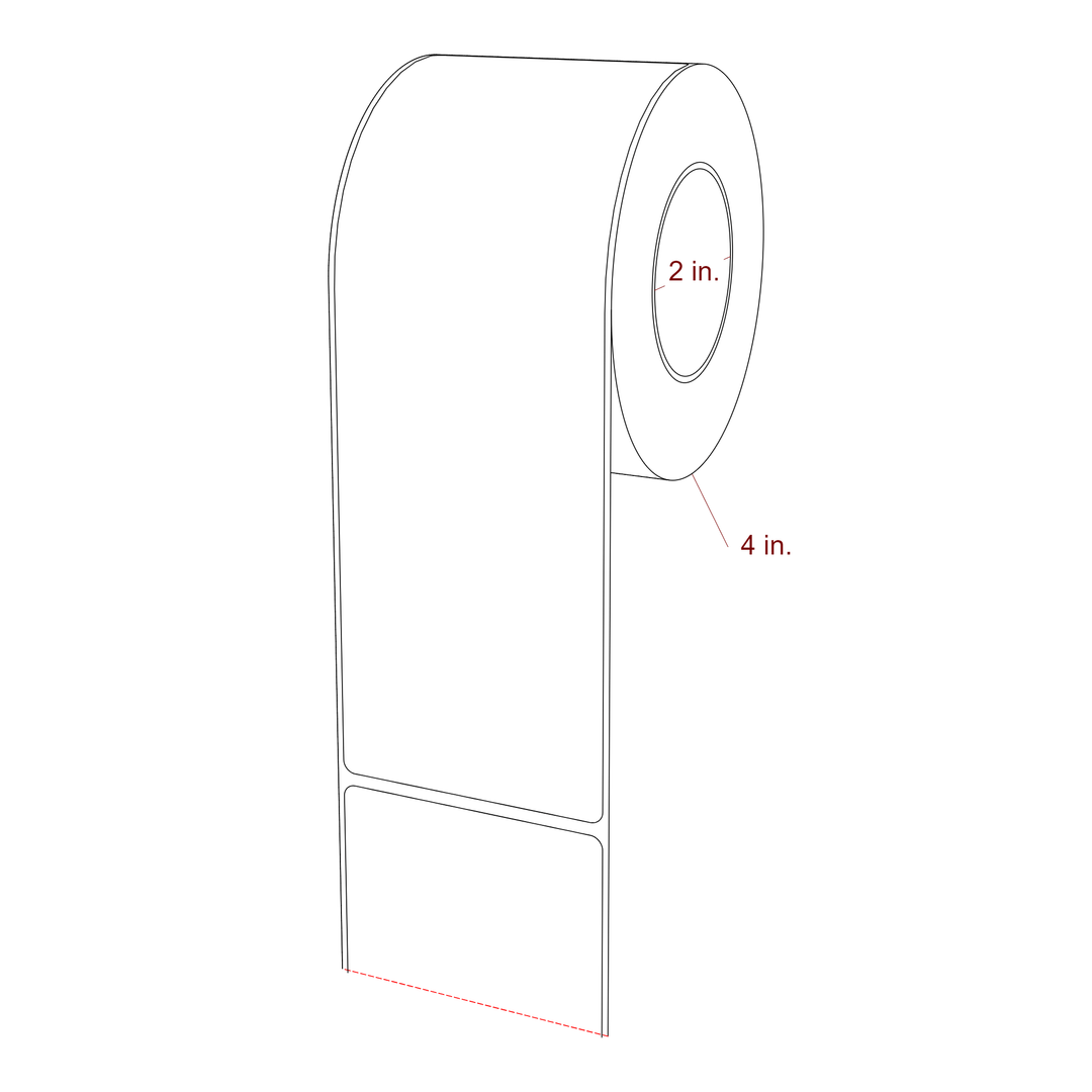 2.75 Inch x 8 Inch Rectangle Inkjet Label Roll - 2 Inch Core - 4 Inch Roll OD - 3D Perspective