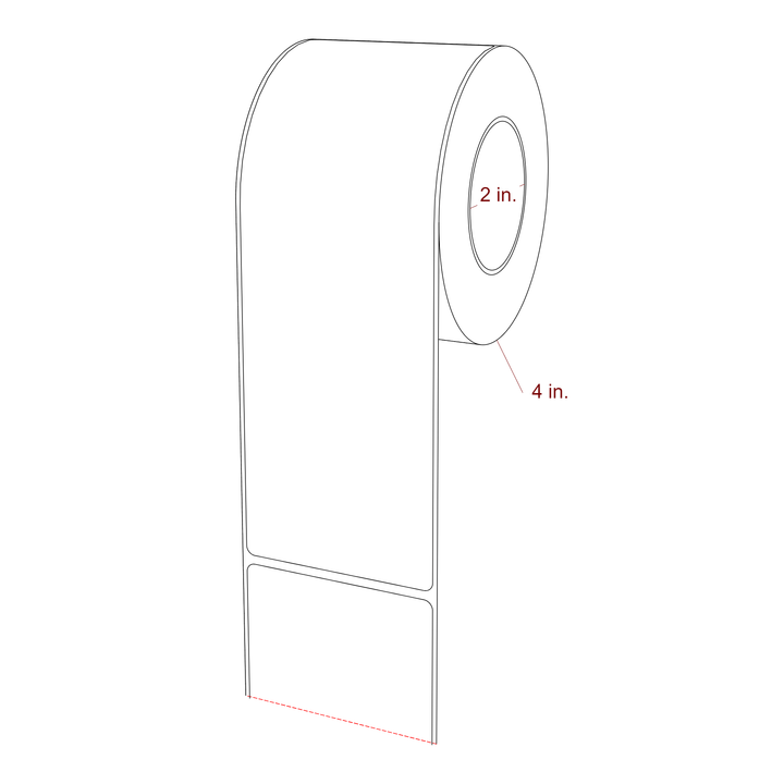 2.75 Inch x 8 Inch Rectangle Inkjet Label Roll - 2 Inch Core - 4 Inch Roll OD - 3D Perspective