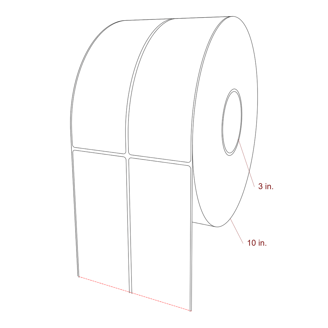 2.75 Inch x 8 Inch Rectangle Inkjet Label Roll - 3 Inch Core - 10 Inch Roll OD - 2Up - 3D Perspective
