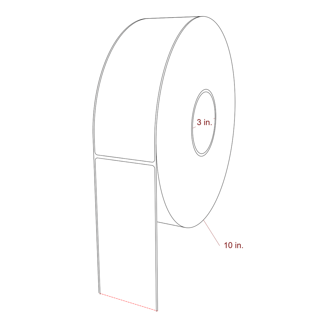 2.75 Inch x 8 Inch Rectangle Inkjet Label Roll - 3 Inch Core - 10 Inch Roll OD - 3D Perspective
