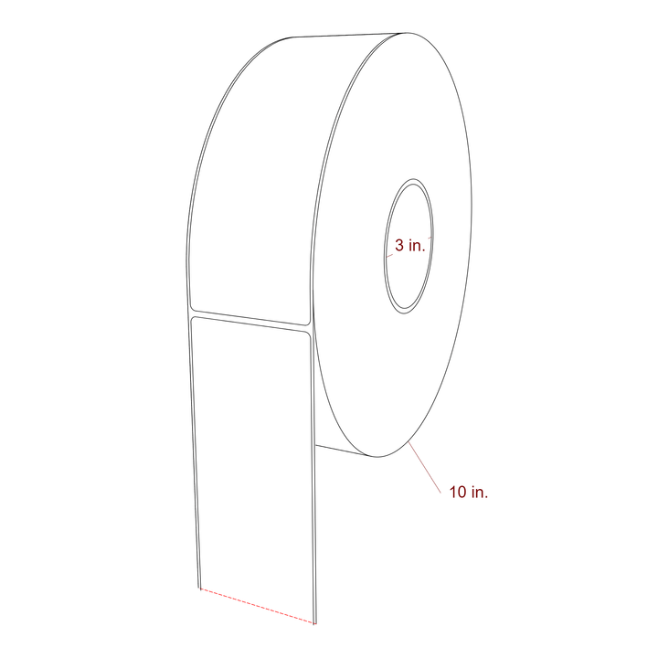 2.75 Inch x 8 Inch Rectangle Inkjet Label Roll - 3 Inch Core - 10 Inch Roll OD - 3D Perspective