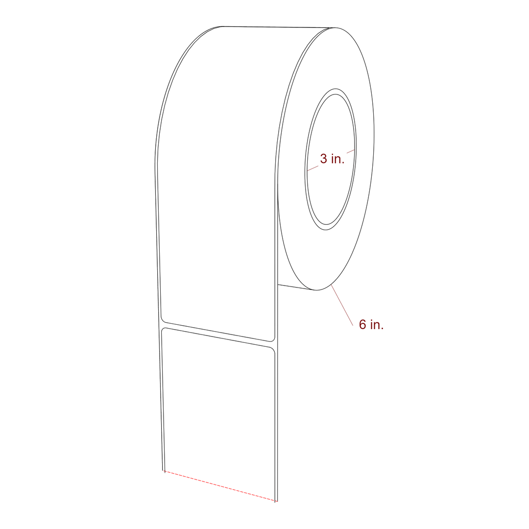 2.75 Inch x 8 Inch Rectangle Inkjet Label Roll - 3 Inch Core - 6 Inch Roll OD - 3D Perspective
