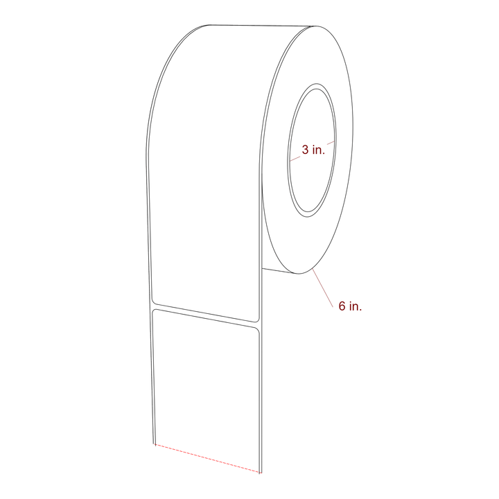 2.75 Inch x 8 Inch Rectangle Inkjet Label Roll - 3 Inch Core - 6 Inch Roll OD - 3D Perspective