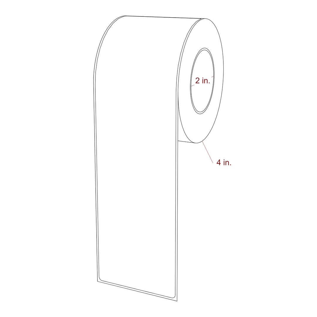 2.75 Inch x 9.75 Inch Rectangle Inkjet Label Roll - 2 Inch Core - 4 Inch Roll OD - 3D Perspective