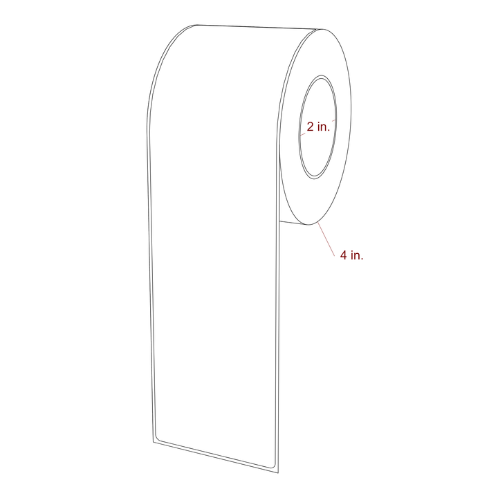 2.75 Inch x 9.75 Inch Rectangle Inkjet Label Roll - 2 Inch Core - 4 Inch Roll OD - 3D Perspective