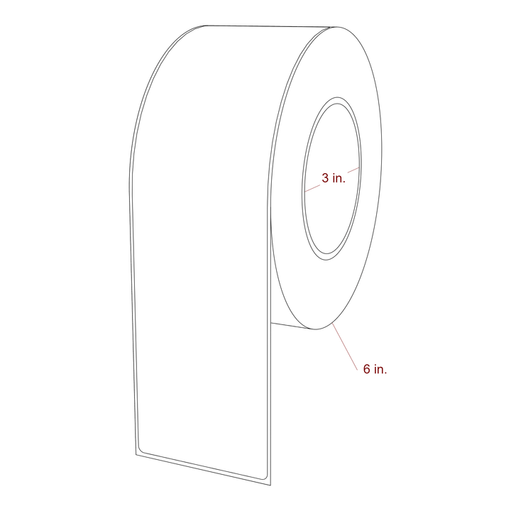 2.75 Inch x 9.75 Inch Rectangle Inkjet Label Roll - 3 Inch Core - 6 Inch Roll OD - 3D Perspective