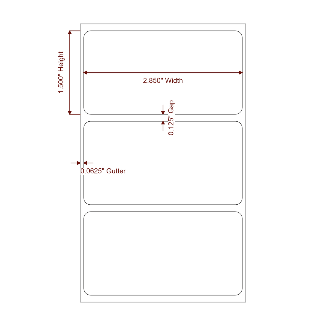 2.85" x 1.5" Rectangle Roll for Epson ColorWorks, VIPColor & Primera Printers; 2.85" x 1.5" Rectangle Label Diagram