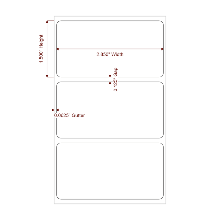 2.85" x 1.5" Rectangle Roll for Epson ColorWorks, VIPColor & Primera Printers; 2.85" x 1.5" Rectangle Label Diagram