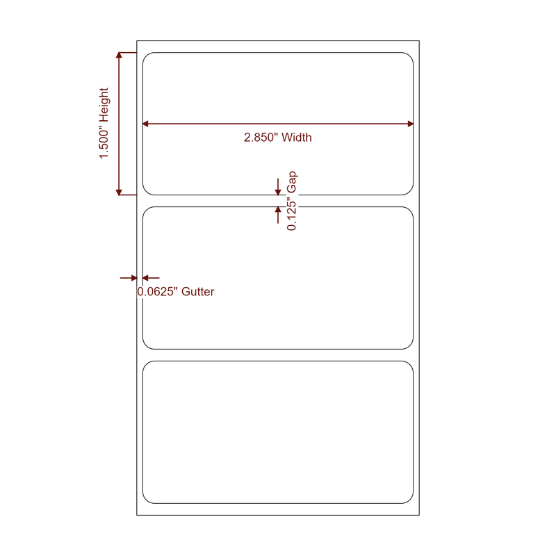 2.85" x 1.5" Inkjet Label Rolls | Fits Epson ColorWorks, VIPColor & Primera - Label Diagram